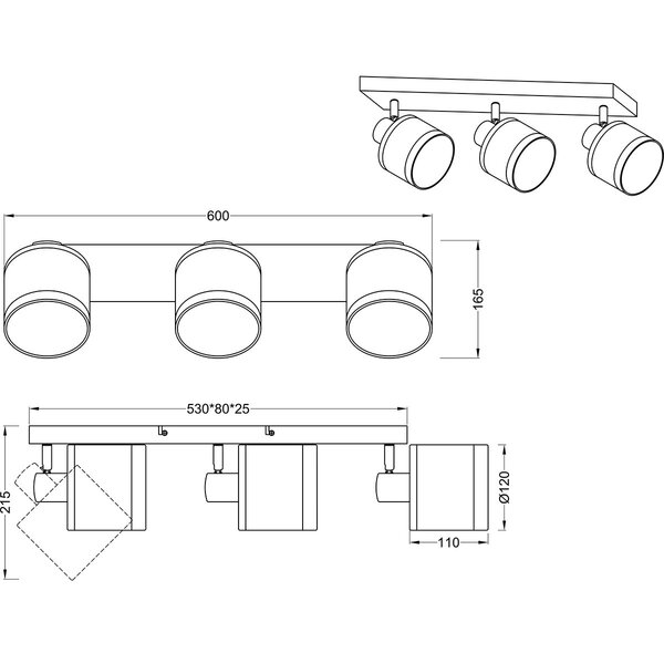 HLW LED LED Plafondlamp - Plafondverlichting - Trion Vamos - E14 Fitting - 3-lichts - Rond - Mat Zwart - Metaal - Max 10W HLW LED LED Plafondlamp - Plafondverlichting - Trion Vamos - E14 Fitting - 3-lichts - Rond - Mat Zwart - Metaal - Max 10W
