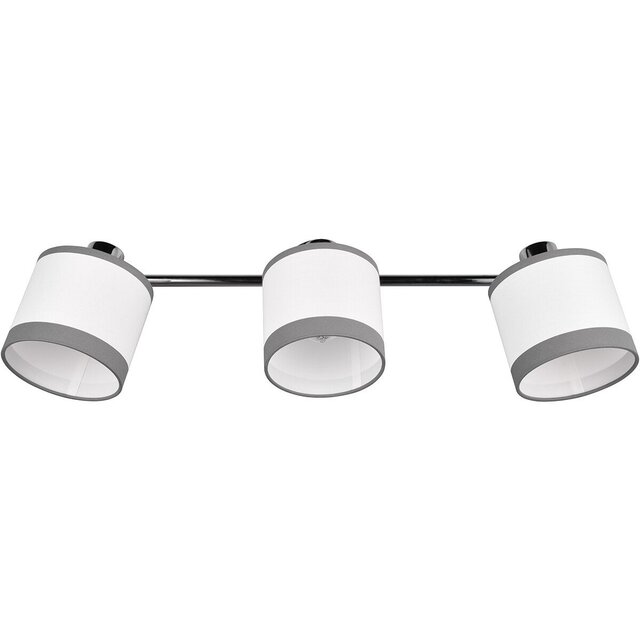 drie-lichts LED plafondlamp met chromen afwerking en E14 fitting tot 10W