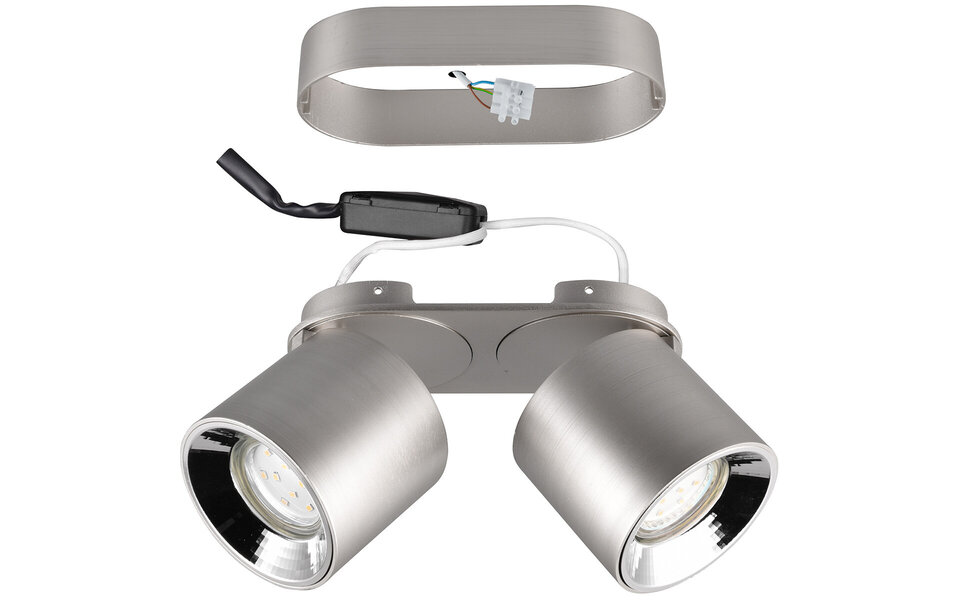 HLW LED LED Plafondlamp - Plafondverlichting - Trion Pinati - GU10 Fitting - 2-lichts - Rond - Mat Nikkel - Metaal