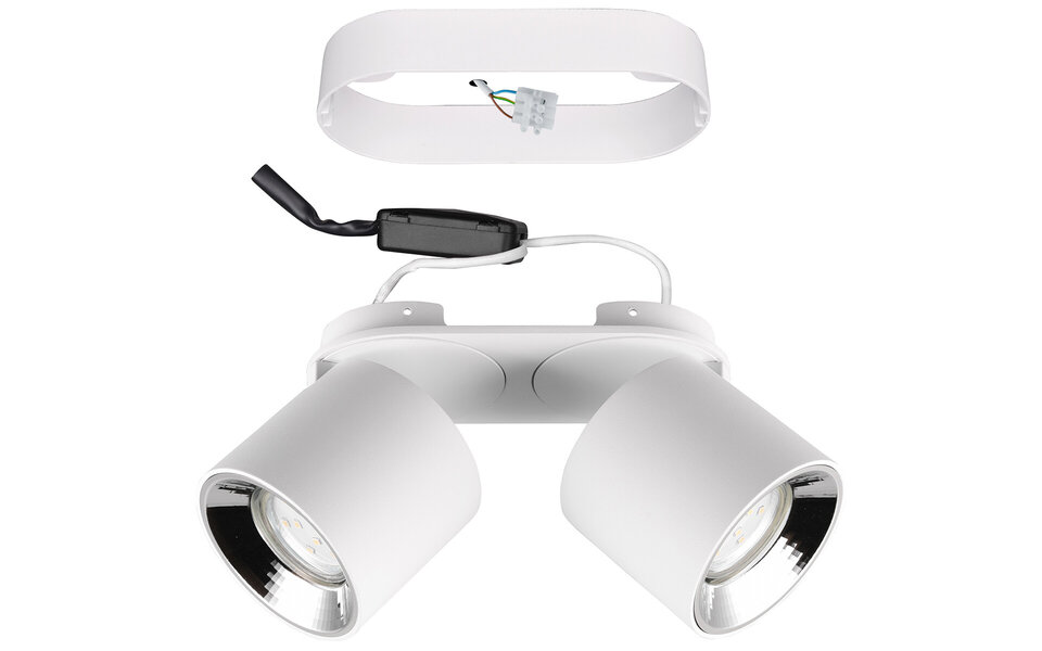 HLW LED LED Ceiling Lamp - Ceiling Lighting - Trion Pinati - GU10 Fitting - 2 Lights - Round - Matte White - Metal