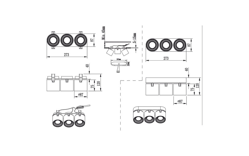 HLW LED LED Plafondlamp - Plafondverlichting - Trion Pinati - GU10 Fitting - 3-lichts - Rond - Mat Nikkel - Metaal