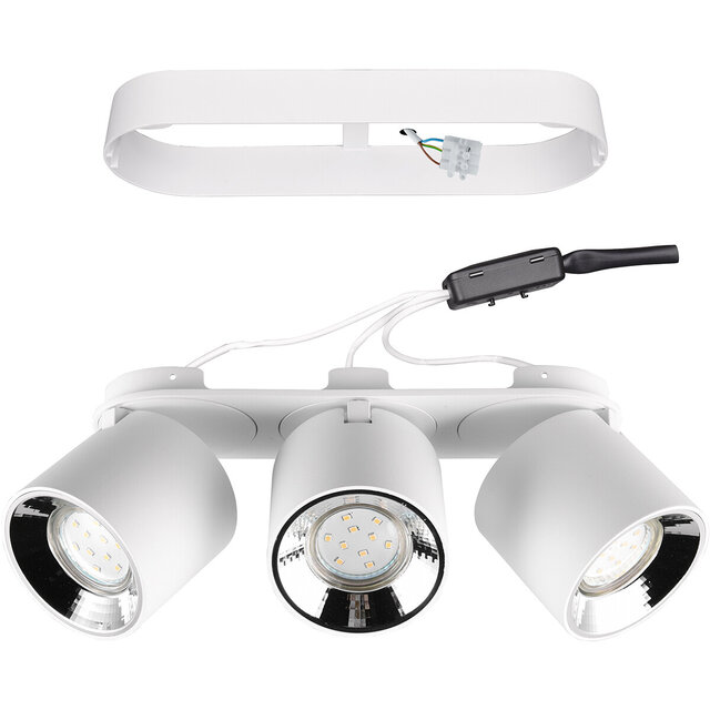 ronde mat witte LED plafondlamp met drie GU10 fittingen en wit licht tot 10 watt ronde mat witte LED plafondlamp met drie GU10 fittingen en wit licht tot 10 watt