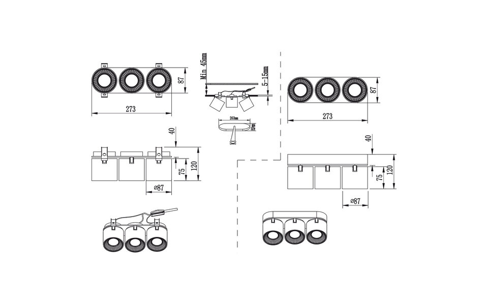 HLW LED LED Ceiling Lamp - Ceiling Lighting - Trion Pinati - GU10 Fitting - 3-light - Round - Matte White - Metal