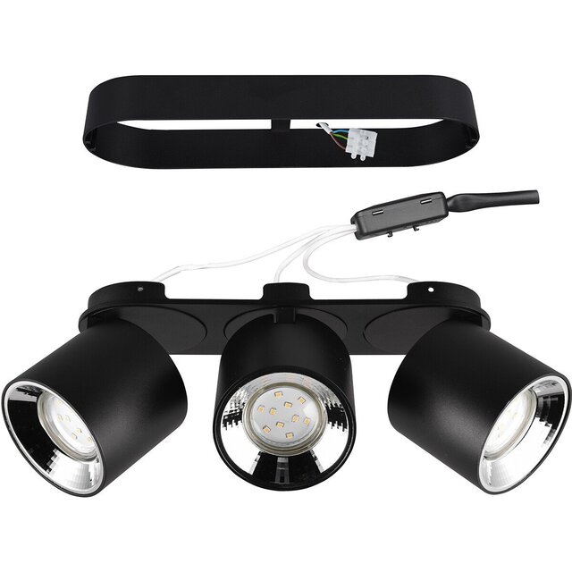 HLW LED LED Ceiling Lamp - Ceiling Lighting - Trion Pinati - GU10 Fitting - 3-light - Round - Matte Black - Metal HLW LED LED Ceiling Lamp - Ceiling Lighting - Trion Pinati - GU10 Fitting - 3-light - Round - Matte Black - Metal