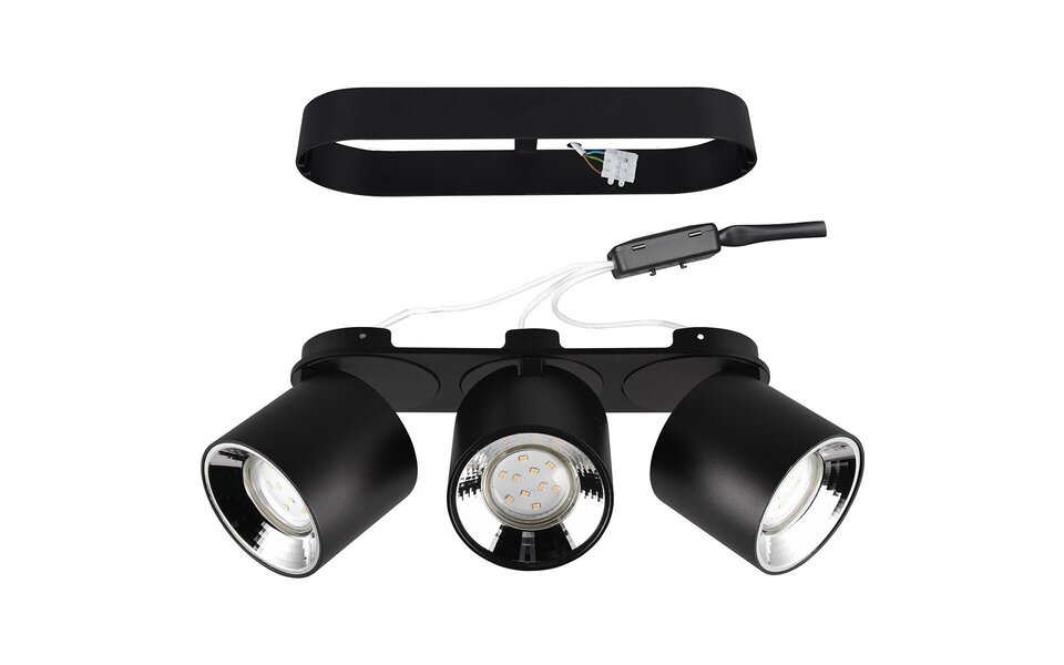 HLW LED LED Ceiling Lamp - Ceiling Lighting - Trion Pinati - GU10 Fitting - 3-light - Round - Matte Black - Metal HLW LED LED Ceiling Lamp - Ceiling Lighting - Trion Pinati - GU10 Fitting - 3-light - Round - Matte Black - Metal