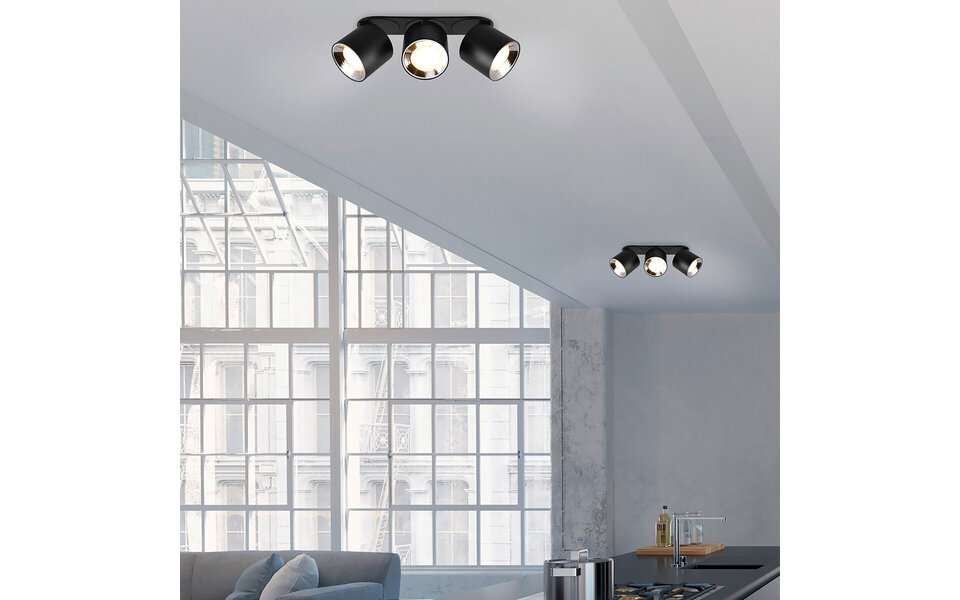 HLW LED LED Plafondlamp - Plafondverlichting - Trion Pinati - GU10 Fitting - 3-lichts - Rond - Mat Zwart - Metaal HLW LED LED Plafondlamp - Plafondverlichting - Trion Pinati - GU10 Fitting - 3-lichts - Rond - Mat Zwart - Metaal