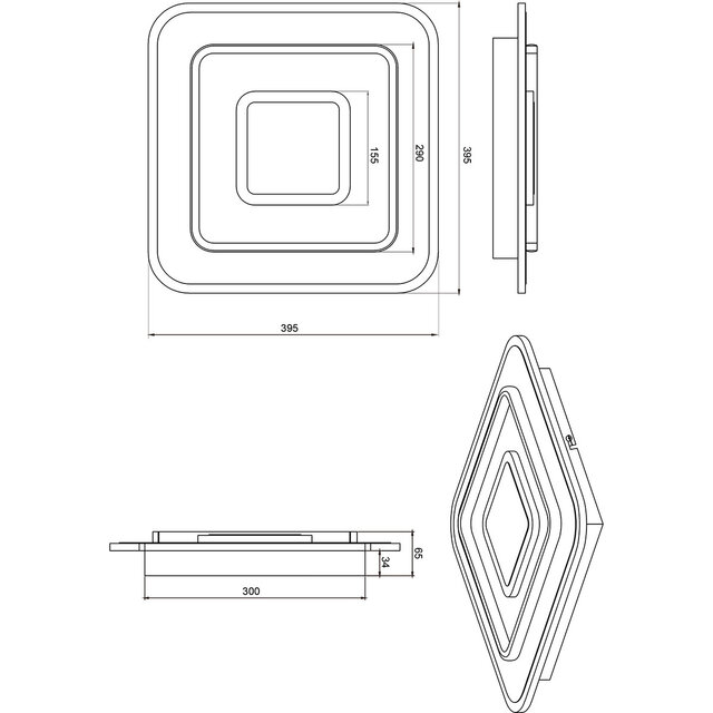 HLW LED LED Ceiling Light - Trion Gora - 46W - Adjustable color - Dimmable - Square - Matte White - Metal