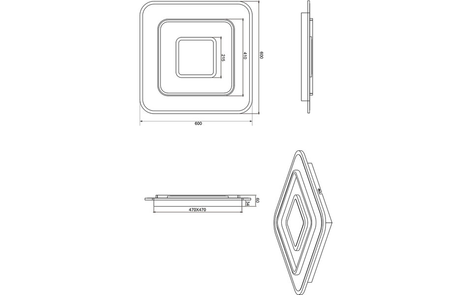 HLW LED LED Ceiling Lamp - Trion Gora - 55W - Adjustable color - Dimmable - Square - Matte White - Metal