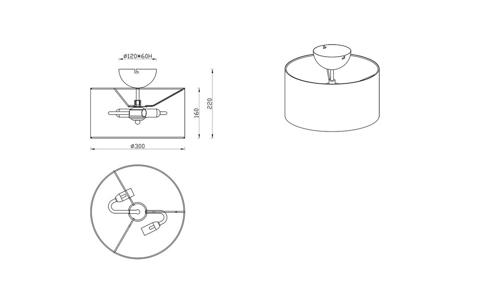 HLW LED LED Ceiling Lamp - Ceiling Lighting - Trion Julina - E14 Fitting - 2 Lights - Round - Beige - Textile