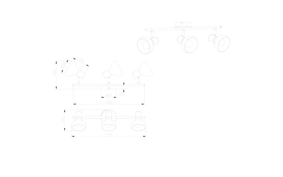 HLW LED LED Plafondspot - Trion Livori - E14 Fitting - 3-lichts - Rechthoek - Mat Wit - Metaal
