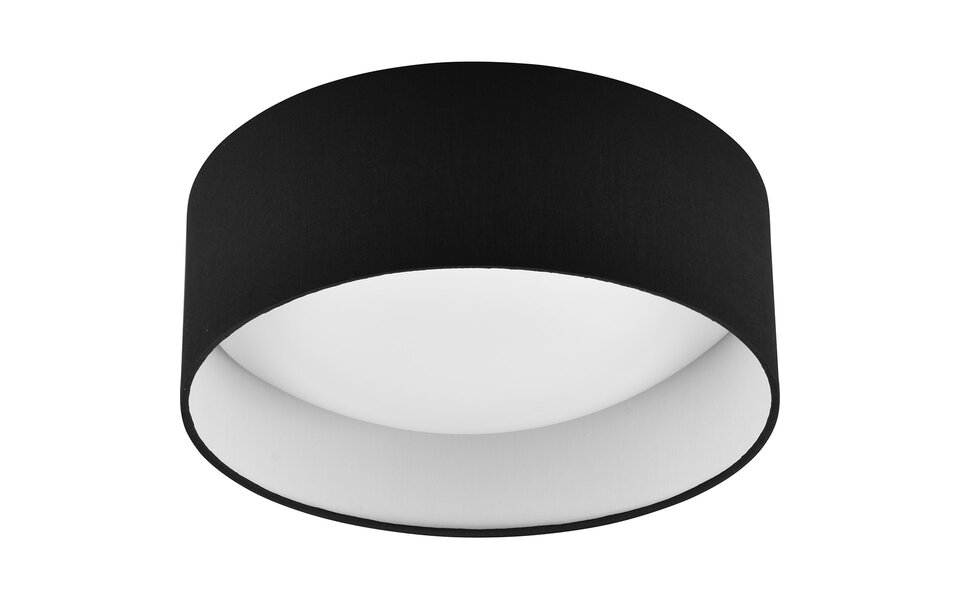 HLW LED LED Ceiling Lamp - Trion Lukaku - Warm White - 3000K - 12W - Round - Black - Textile