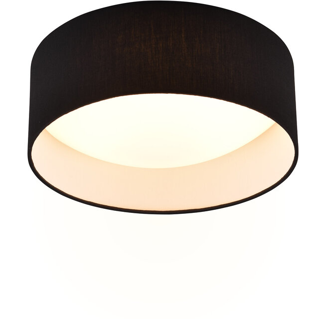 ronde zwarte LED plafondlamp 12W warm wit licht 3000K IP54 geschikt voor vochtige ruimtes