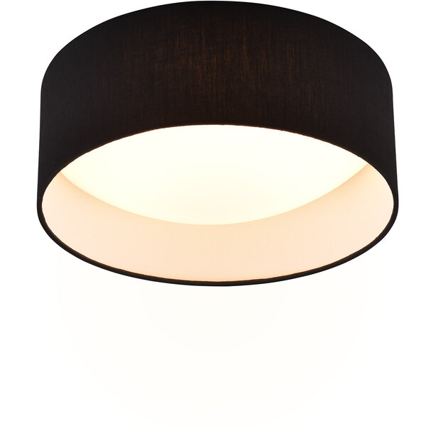 HLW LED LED Plafondlamp - Trion Lukaku - Warm Wit - 3000K - 12W - Rond - Zwart - Textiel HLW LED LED Plafondlamp - Trion Lukaku - Warm Wit - 3000K - 12W - Rond - Zwart - Textiel