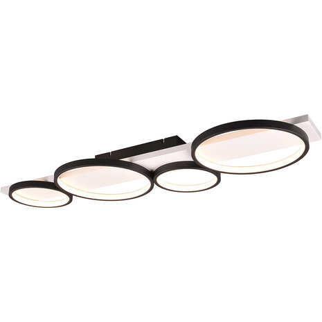 LED Plafondlamp - Trion Rameda - 44W - Warm Wit 3000K - Dimbaar - Rechthoek Rond - Mat Zwart - Metaal LED Plafondlamp - Trion Rameda - 44W - Warm Wit 3000K - Dimbaar - Rechthoek Rond - Mat Zwart - Metaal