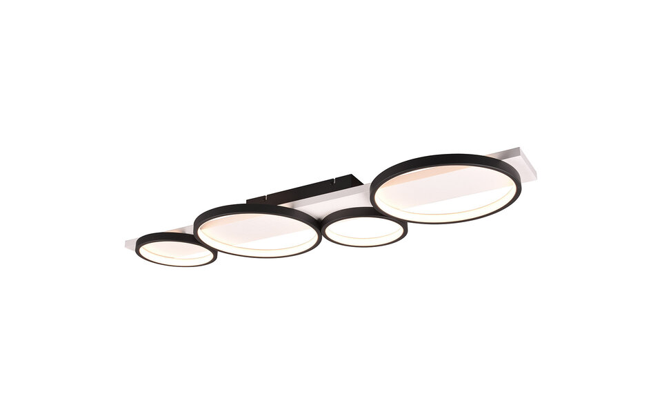 HLW LED LED Plafondlamp - Trion Rameda - 44W - Warm Wit 3000K -  Dimbaar - Rechthoek Rond - Mat Zwart - Metaal