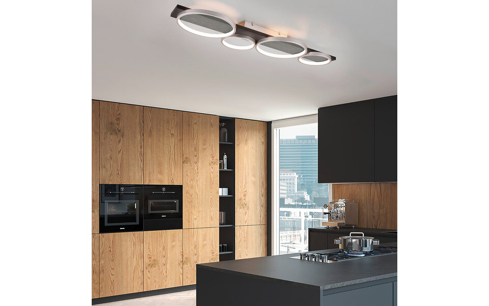 HLW LED LED Plafondlamp - Trion Rameda - 44W - Warm Wit 3000K -  Dimbaar - Rechthoek Rond - Mat Zwart - Metaal