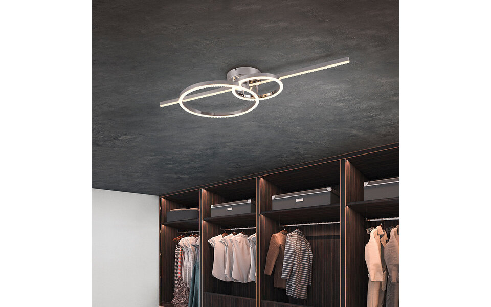 HLW LED LED Ceiling Light - Trion Atilla - 54W - Adjustable Color - Dimmable - Matte Chrome - Metal