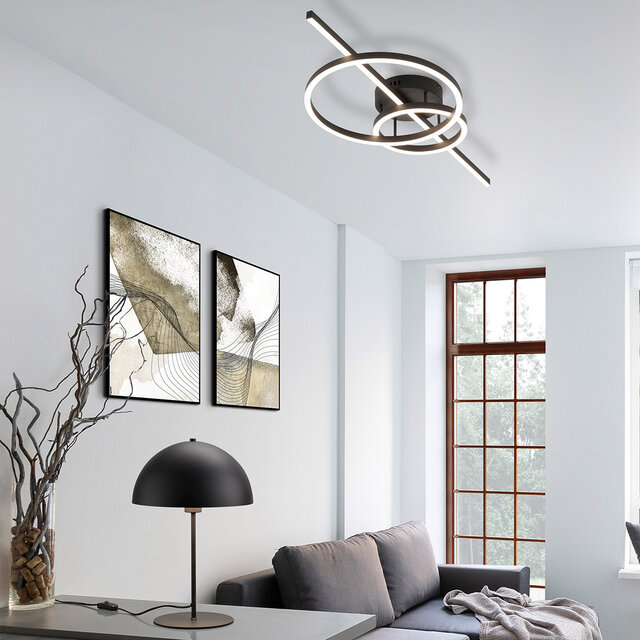 ronde mat zwarte LED plafondlamp Ø1000 mm 54W met instelbare kleurtemperatuur en 6300 lumen lichtopbrengst