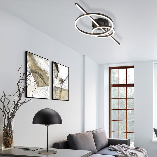 HLW LED LED Plafondlamp - Trion Atilla - 54W - Aanpasbare kleur - Dimbaar - Mat Zwart - Metaal HLW LED LED Plafondlamp - Trion Atilla - 54W - Aanpasbare kleur - Dimbaar - Mat Zwart - Metaal