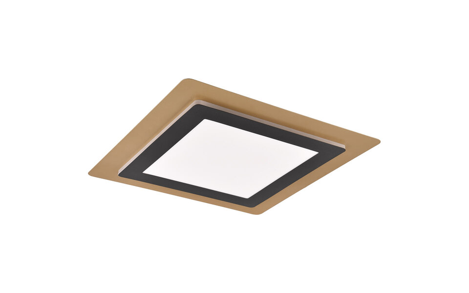 HLW LED LED Plafondlamp - Trion Groan - 46W - Aanpasbaar kleur - Dimbaar - Vierkant - Zwart Goud - Metaal