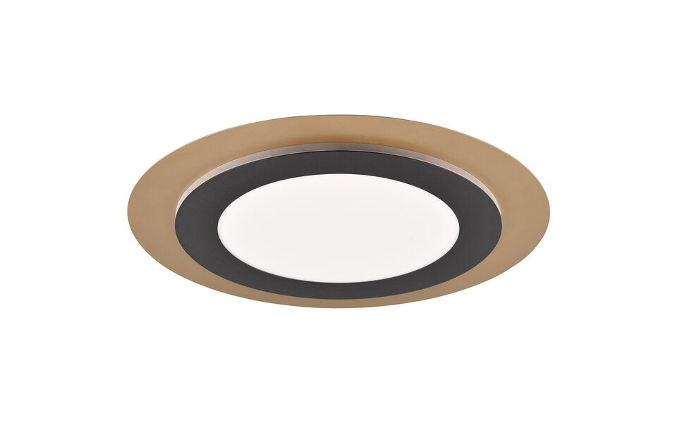 HLW LED LED Ceiling Lamp - Ceiling Lighting - Trion Groan - 42W - Adjustable Color - Remote Control - Dimmable - Round - Black Gold - Metal