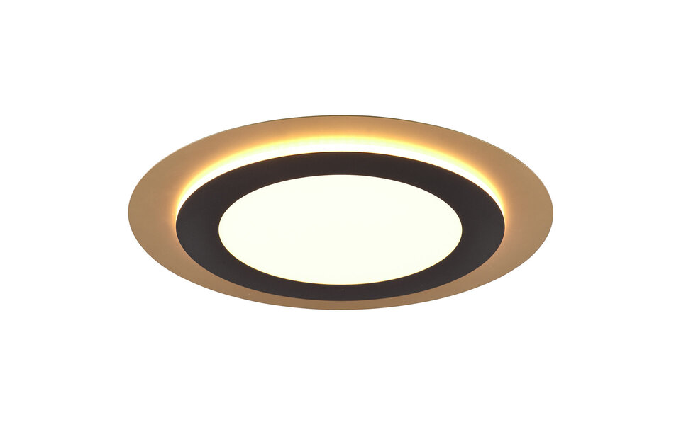 HLW LED LED Ceiling Lamp - Ceiling Lighting - Trion Groan - 42W - Adjustable Color - Remote Control - Dimmable - Round - Black Gold - Metal