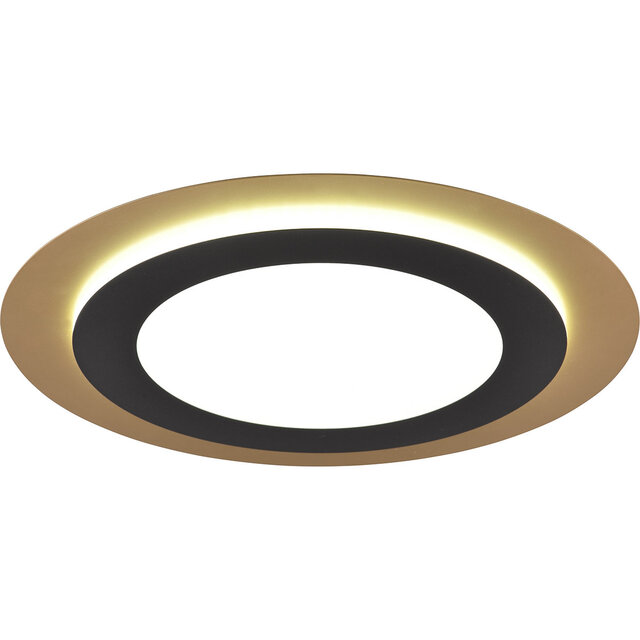 HLW LED LED Ceiling Lamp - Ceiling Lighting - Trion Groan - 42W - Adjustable Color - Remote Control - Dimmable - Round - Black Gold - Metal