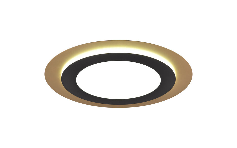 HLW LED LED Ceiling Lamp - Ceiling Lighting - Trion Groan - 42W - Adjustable Color - Remote Control - Dimmable - Round - Black Gold - Metal