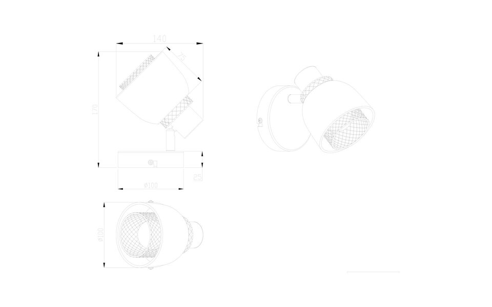 HLW LED LED Wall Spotlight - Trion Blado - E14 Fitting - 1-light - Round - Matte Black - Metal