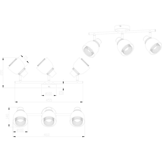HLW LED LED Plafondspot - Trion Blado - E14 Fitting - 3-lichts - Rechthoek - Mat Zwart - Metaal HLW LED LED Plafondspot - Trion Blado - E14 Fitting - 3-lichts - Rechthoek - Mat Zwart - Metaal