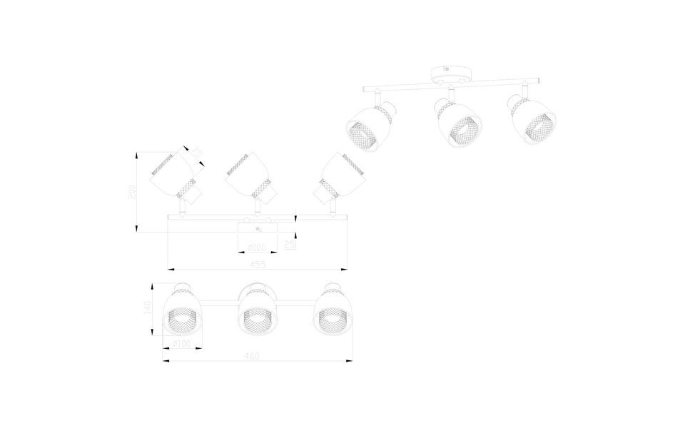 HLW LED LED Plafondspot - Trion Blado - E14 Fitting - 3-lichts - Rechthoek - Mat Zwart - Metaal HLW LED LED Plafondspot - Trion Blado - E14 Fitting - 3-lichts - Rechthoek - Mat Zwart - Metaal