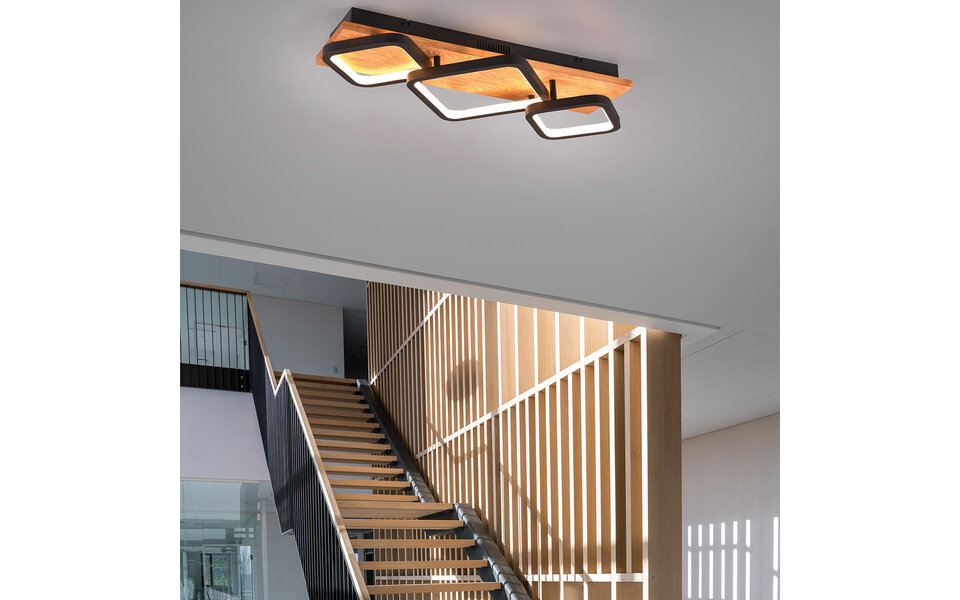 HLW LED LED Ceiling Lamp - Ceiling Lighting - Trion Aram - 32W - Warm White 3000K - Dimmable - Rectangular - Matte Black - Metal HLW LED LED Ceiling Lamp - Ceiling Lighting - Trion Aram - 32W - Warm White 3000K - Dimmable - Rectangular - Matte Black - Metal