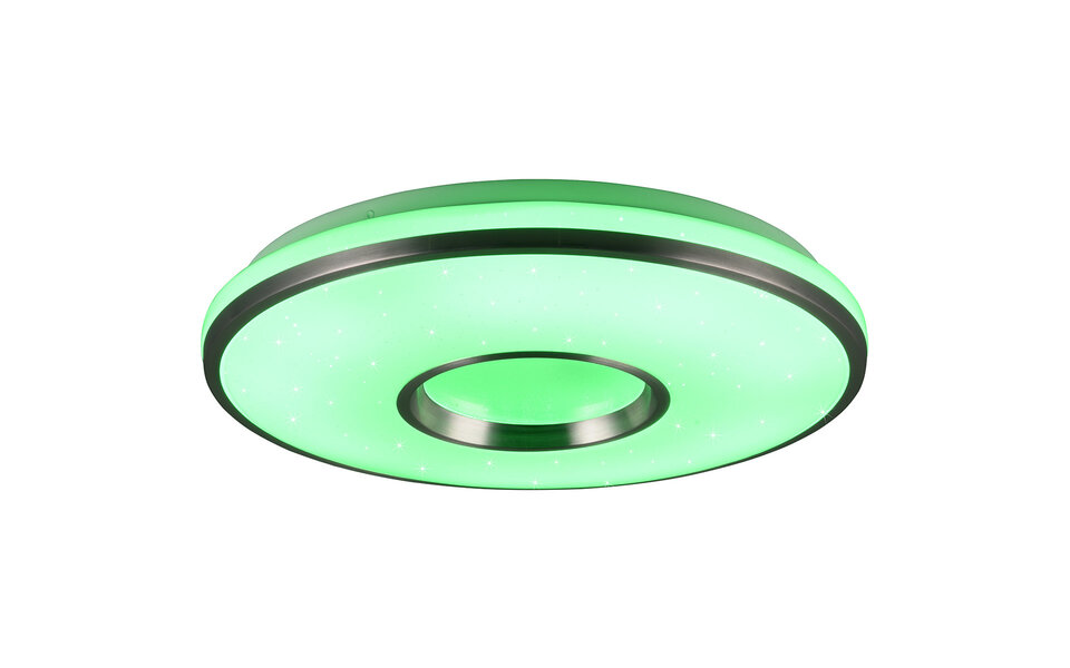 HLW LED LED Plafondlamp - Plafondverlichting - Trion Reli - 21W - Aanpasbare Kleur - RGB - Afstandsbediening - Dimbaar - Sterlicht - Rond - Geborsteld Aluminium - Kunststof