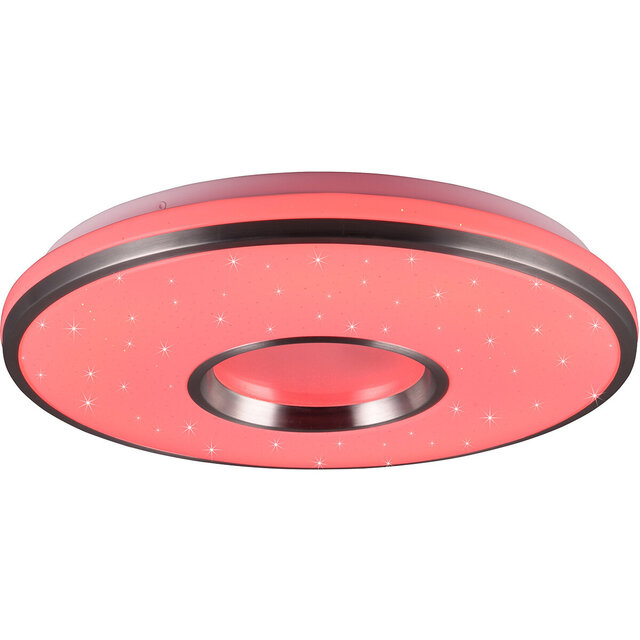 HLW LED LED Plafondlamp - Plafondverlichting - Trion Reli - 21W - Aanpasbare Kleur - RGB - Afstandsbediening - Dimbaar - Sterlicht - Rond - Geborsteld Aluminium - Kunststof