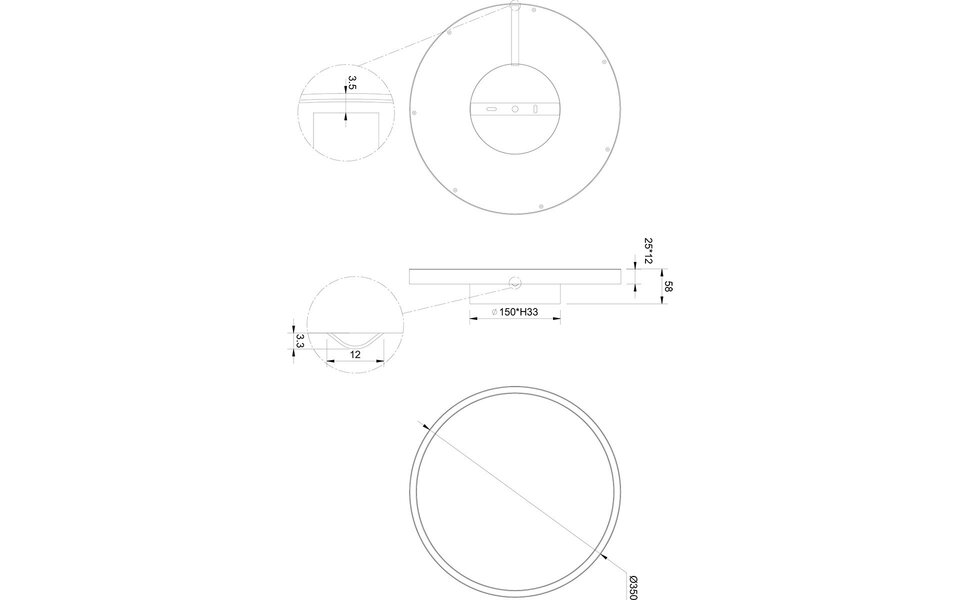HLW LED LED Ceiling Lamp - Trion Rad - Surface Mounted Round 20W - Warm White 3000K - Matte Black - Metal
