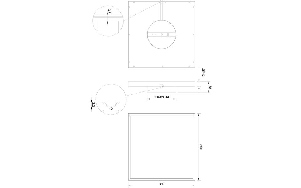 HLW LED LED Ceiling Light - Trion Rad - Surface Mounted Square 20W - Warm White 3000K - Matte Black - Metal HLW LED LED Ceiling Light - Trion Rad - Surface Mounted Square 20W - Warm White 3000K - Matte Black - Metal