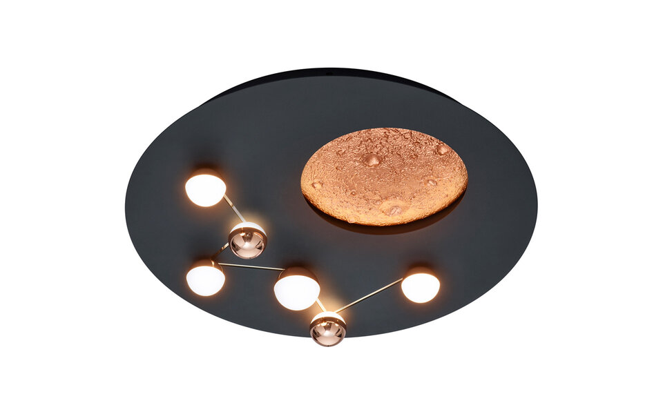 HLW LED LED Plafondlamp - Plafondverlichting - Trion Zion - 42W - Aanpasbare Kleur - Dimbaar - Rond - Mat Zwart - Metaal