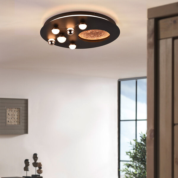 HLW LED LED Plafondlamp - Plafondverlichting - Trion Zion - 42W - Aanpasbare Kleur - Dimbaar - Rond - Mat Zwart - Metaal HLW LED LED Plafondlamp - Plafondverlichting - Trion Zion - 42W - Aanpasbare Kleur - Dimbaar - Rond - Mat Zwart - Metaal