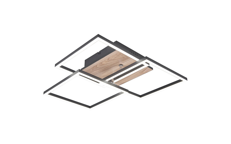 HLW LED LED Plafondlamp - Plafondverlichting - Trion Libo - 27W - Aanpasbare Kleur - Vierkant - Bruin - MDF