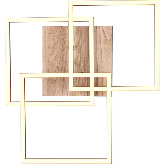 HLW LED LED Plafondlamp - Plafondverlichting - Trion Libo - 27W - Aanpasbare Kleur - Vierkant - Bruin - MDF