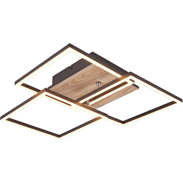 HLW LED LED Plafondlamp - Plafondverlichting - Trion Libo - 27W - Aanpasbare Kleur - Vierkant - Bruin - MDF HLW LED LED Plafondlamp - Plafondverlichting - Trion Libo - 27W - Aanpasbare Kleur - Vierkant - Bruin - MDF
