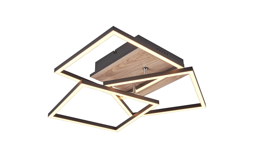 HLW LED LED Plafondlamp - Plafondverlichting - Trion Libo - 27W - Aanpasbare Kleur - Vierkant - Bruin - MDF