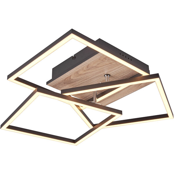 HLW LED LED Plafondlamp - Plafondverlichting - Trion Libo - 27W - Aanpasbare Kleur - Vierkant - Bruin - MDF HLW LED LED Plafondlamp - Plafondverlichting - Trion Libo - 27W - Aanpasbare Kleur - Vierkant - Bruin - MDF