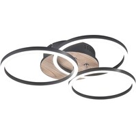 Trion Rondo LED ceiling lamp 27W dimmable brown MDF