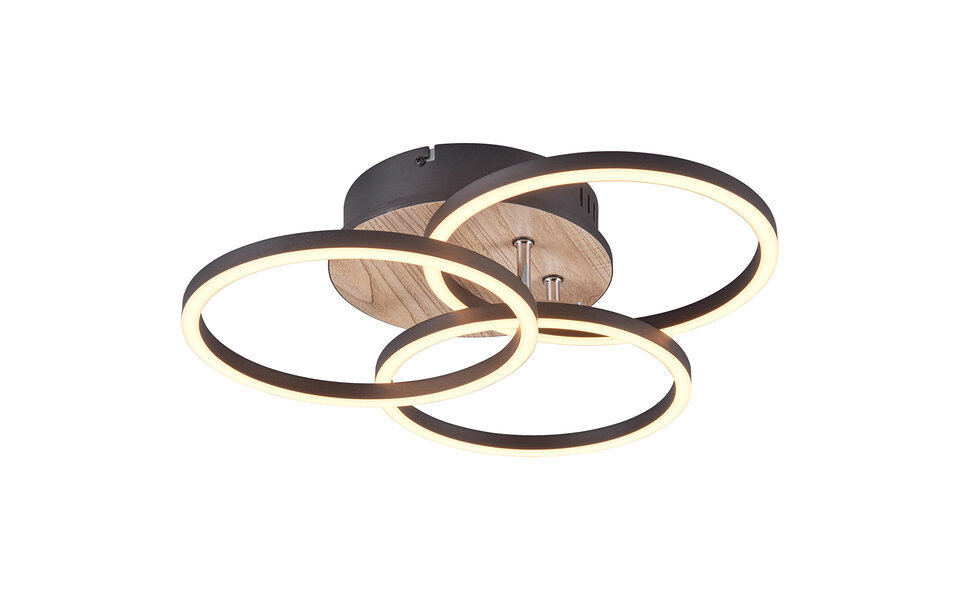 HLW LED LED Ceiling Light - Ceiling Lighting - Trion Rondo - 27W - Adjustable Color - Round - Brown - MDF