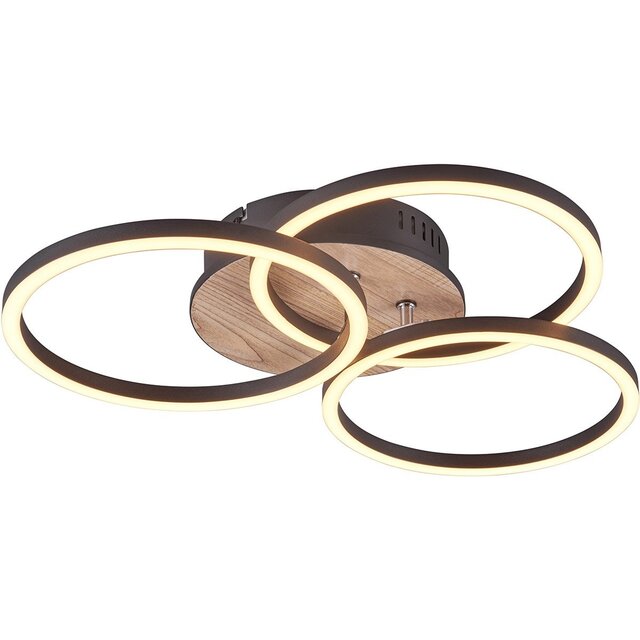 HLW LED LED Plafondlamp - Plafondverlichting - Trion Rondo - 27W - Aanpasbare Kleur - Rond - Bruin - MDF HLW LED LED Plafondlamp - Plafondverlichting - Trion Rondo - 27W - Aanpasbare Kleur - Rond - Bruin - MDF