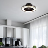 mat zwarte LED plafondventilator met geïntegreerde dimbare verlichting 30W en instelbare kleurtemperatuur
