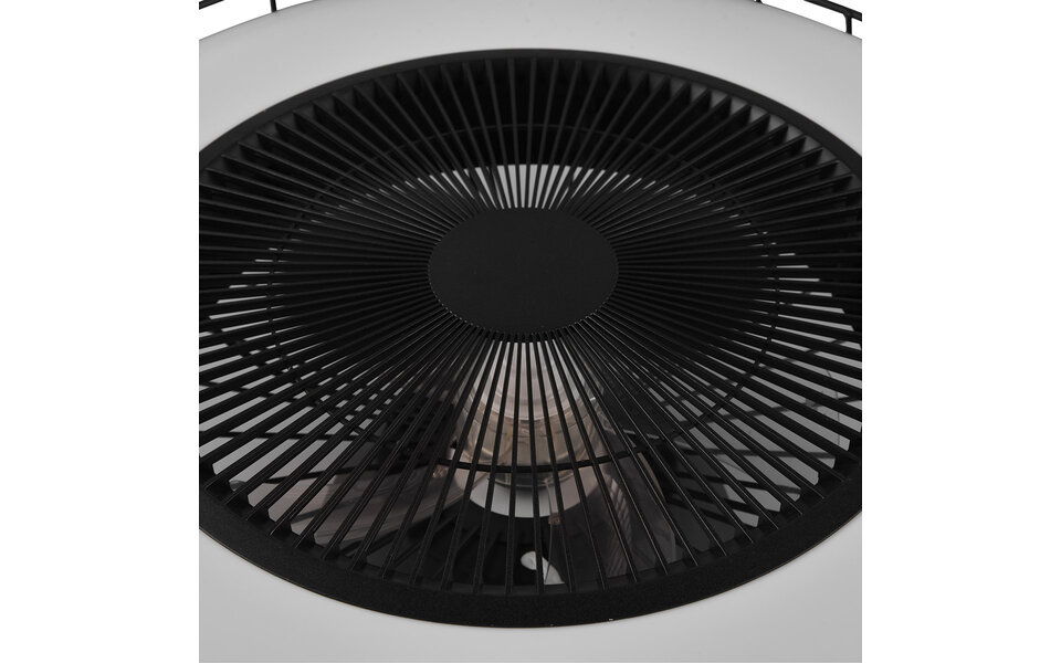 HLW LED LED Ceiling Light with Fan - Ceiling Fan - Trion Ford - 30W - Adjustable Color - Remote Control - Dimmable - Round - Matte Black - Metal