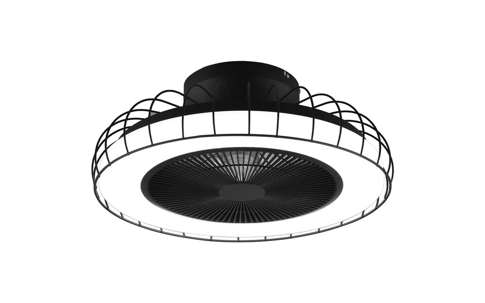 HLW LED LED Plafondlamp met Ventilator - Plafondventilator - Trion Ford - 30W - Aanpasbare Kleur - Afstandsbediening - Dimbaar - Rond - Mat Zwart - Metaal