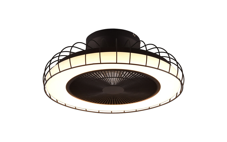 HLW LED LED Plafondlamp met Ventilator - Plafondventilator - Trion Ford - 30W - Aanpasbare Kleur - Afstandsbediening - Dimbaar - Rond - Mat Zwart - Metaal